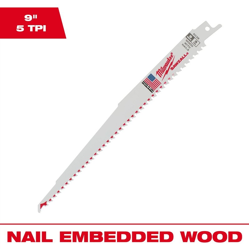 Milwaukee Tools 9 in. 5TPI Sawzall Blade 48-01-2016