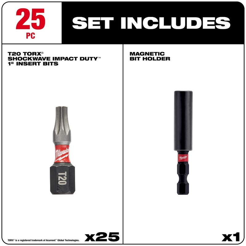 Milwaukee Tools 1 T20 Impct Bit 25PK wBit Hldr 48-32-5013