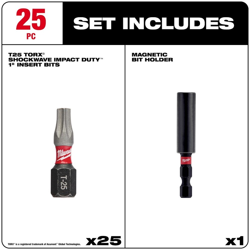 Milwaukee Tools 1 T25 IMP 25PK TICTAC BIT HLDR 48-32-5016