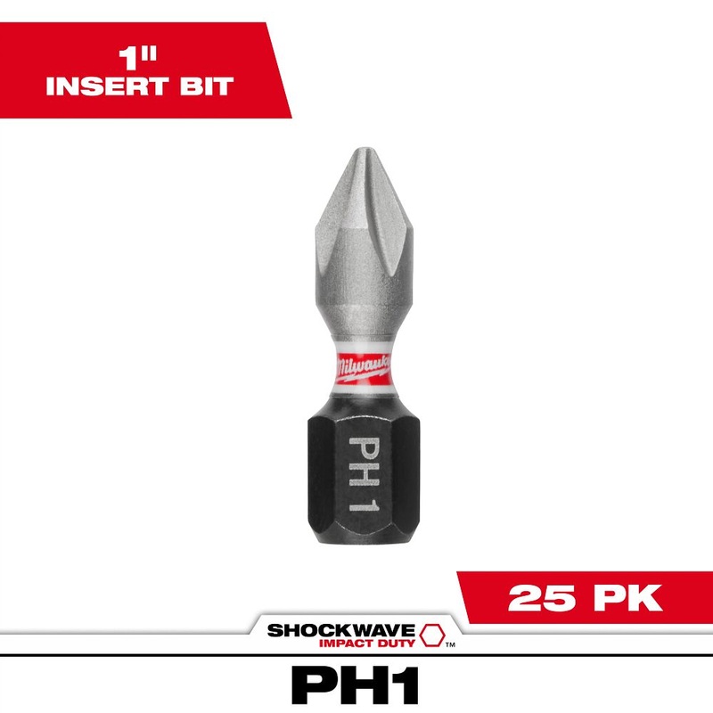 Milwaukee Tools (25) 1IN INSERT BIT PH1 48-32-4711
