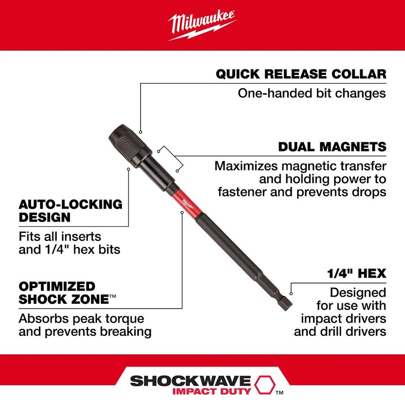 Milwaukee Tools (3) 6 Impact Locking Bit Holder 48-32-4532
