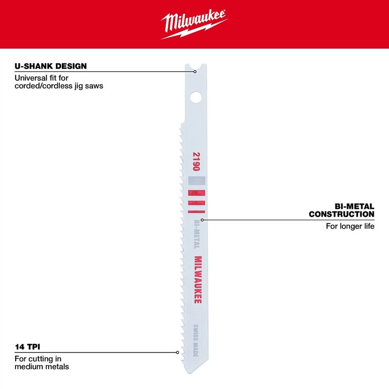Milwaukee Tools (5)JIG SAW BL METAL 14T 3-5/8L 48-42-2190