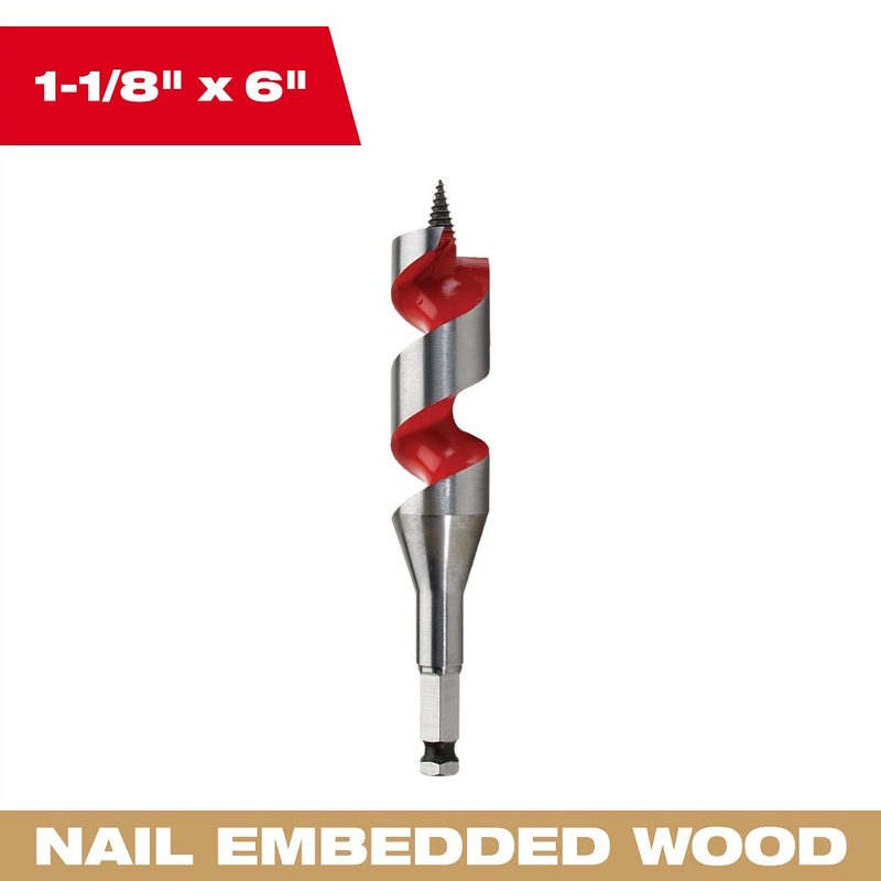 Milwaukee Tools 1-1/8x6Ship Auger Bit 48-13-1123