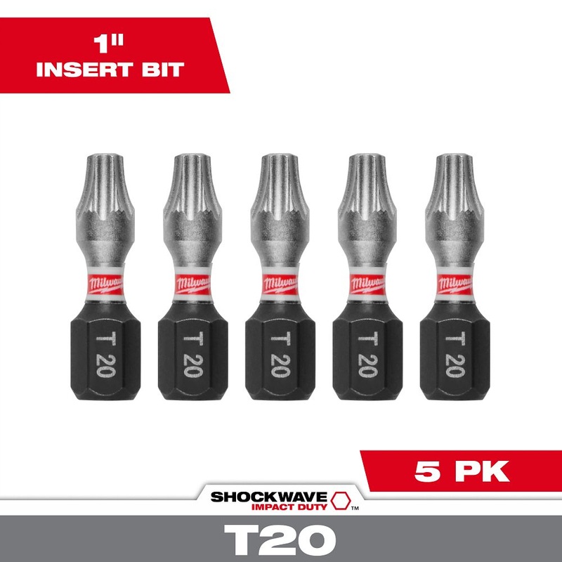 Milwaukee Tools 1 T20 Impact Driver Bit 5 Pack 48-32-4614