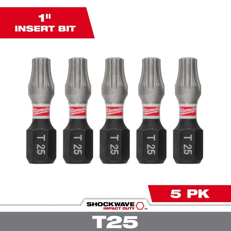 Milwaukee Tools 1 T25 Impact Driver Bit 5 Pack 48-32-4636