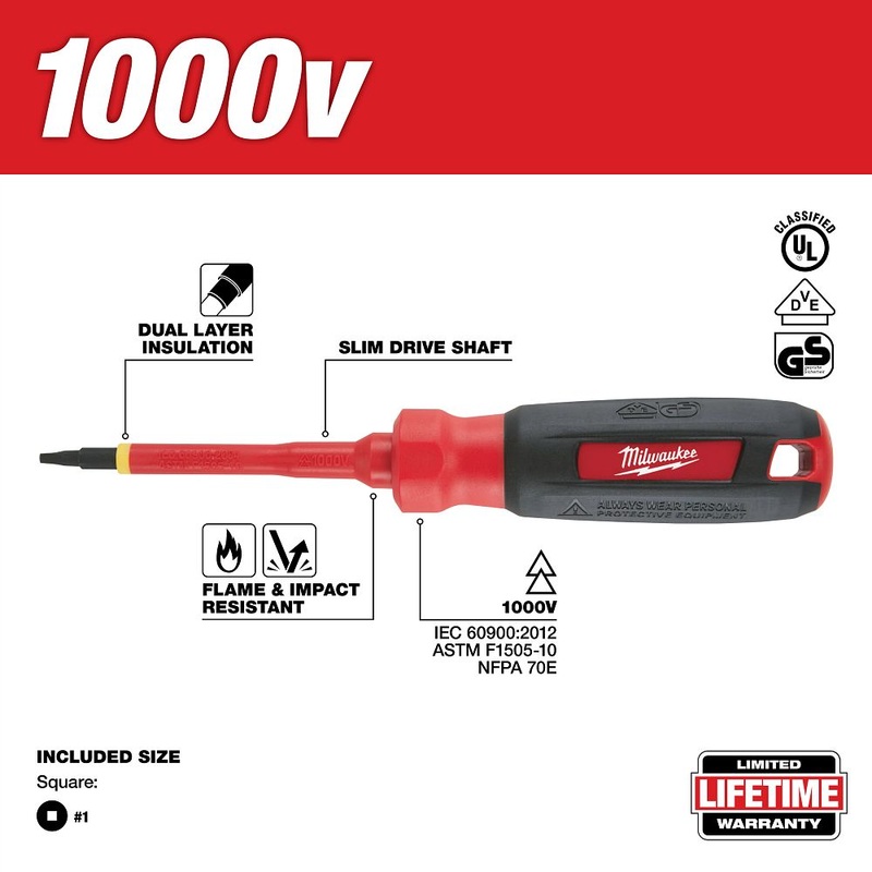 Milwaukee Tools #1 Square – 3 In. 1000 V Insul 48-22-2251