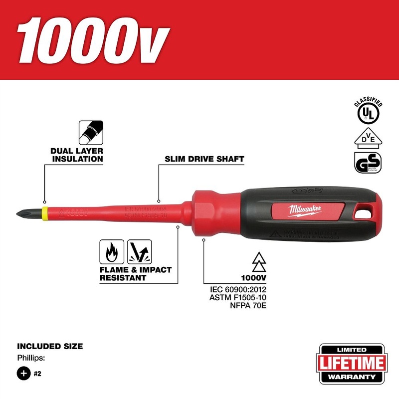 Milwaukee Tools #2 Phillips – 4 In 1000V Insul 48-22-2212