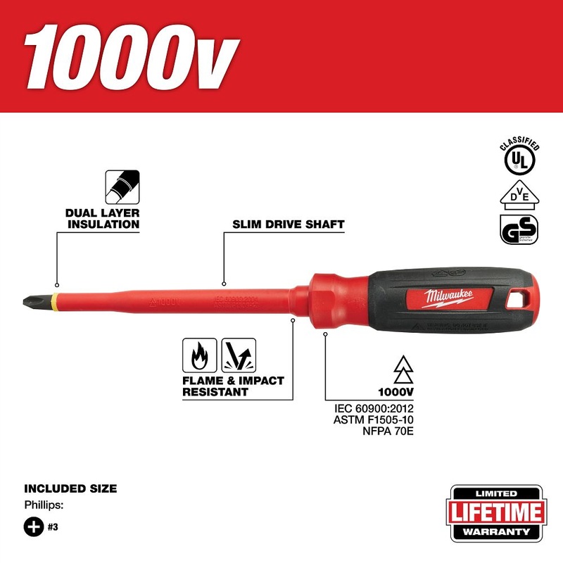 Milwaukee Tools #3 Phillips – 6 In 1000V Insul 48-22-2213