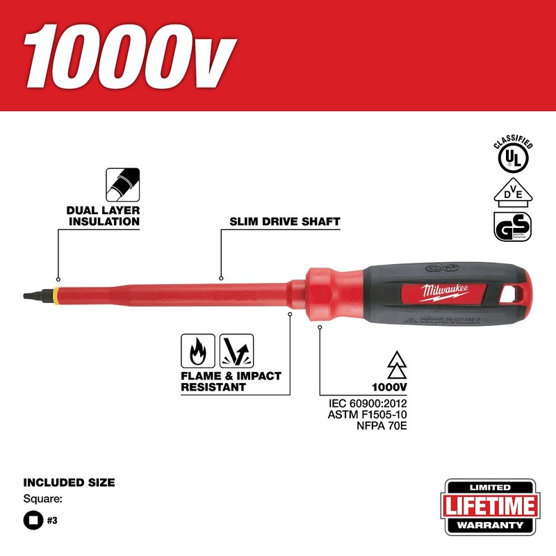 Milwaukee Tools #3 Square – 6 In. 1000 V Insul 48-22-2253