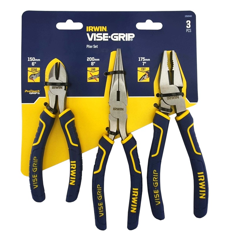 Irwin Vise-Grip 3pc Pliers Set With 6 Cutters, 8 Long Nose & 7 Combi Pliers