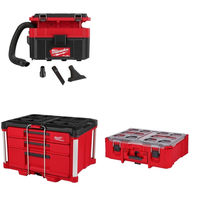 Milwaukee 0970-20 Wet/Dry Vac Kit W/ 3-Drawer Tool Box and FREE Deep Organizer