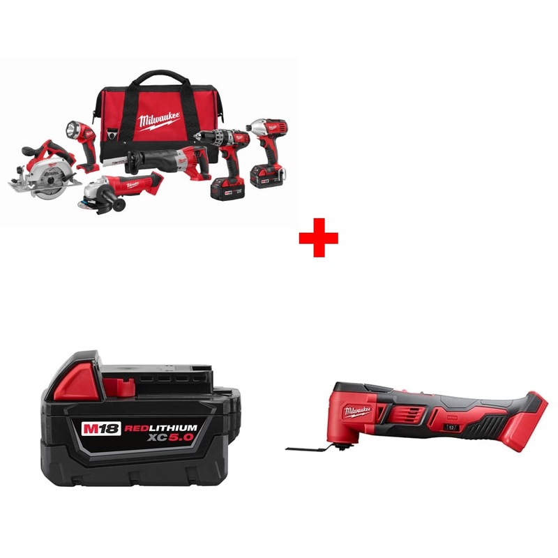 Milwaukee 2696-26 M18 6-Tool Combo Kit w/ Battery & FREE Oscillating Multi-Tool