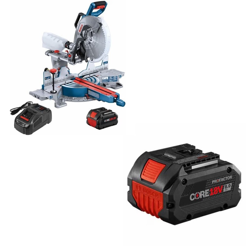 Bosch GCM18V-12SDN14 12 Slide Miter Saw Kit W/ FREE GBA18V80 8.0Ah Battery