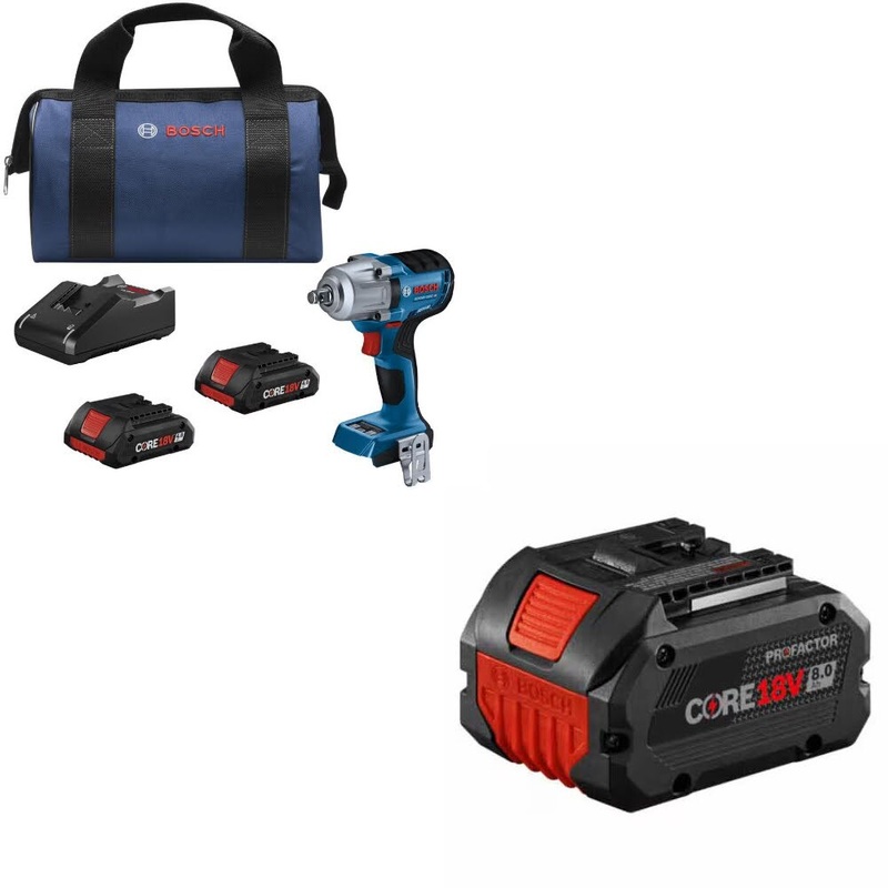 Bosch GDS18V-330CB25 1/2 Mid-Torque Wrench Kit W/ FREE GBA18V80 8.0Ah