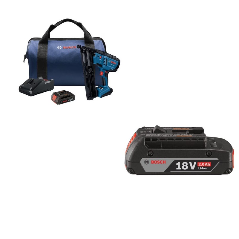 Bosch GNH18V-15MAB12 18V Finish Nailer Kit W/ FREE BAT612 2.0Ah Battery