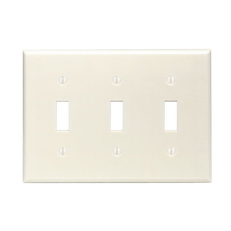 Leviton 001-86011-000 Wallplate, 4-1/2 in L, 2-3/4 in W, 3 -Gang, Thermoset, Ivory, Smooth