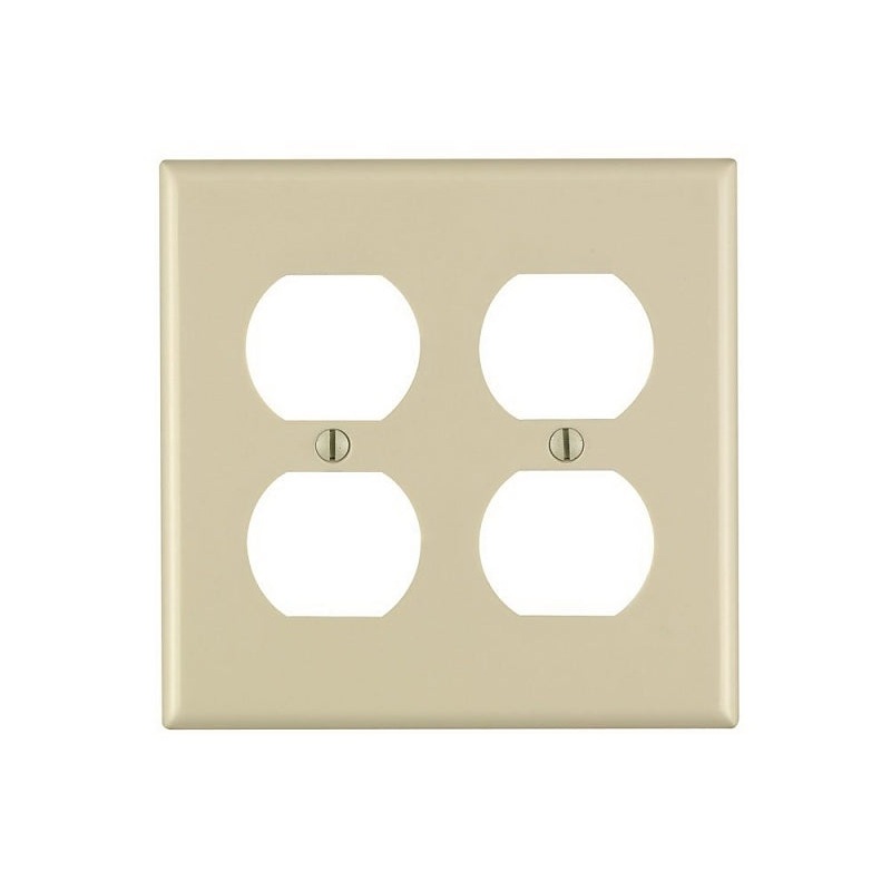 Leviton 86016 Receptacle Wallplate, 4-1/2 in L, 4-9/16 in W, 2 -Gang, Thermoset Plastic, Ivory, Smooth