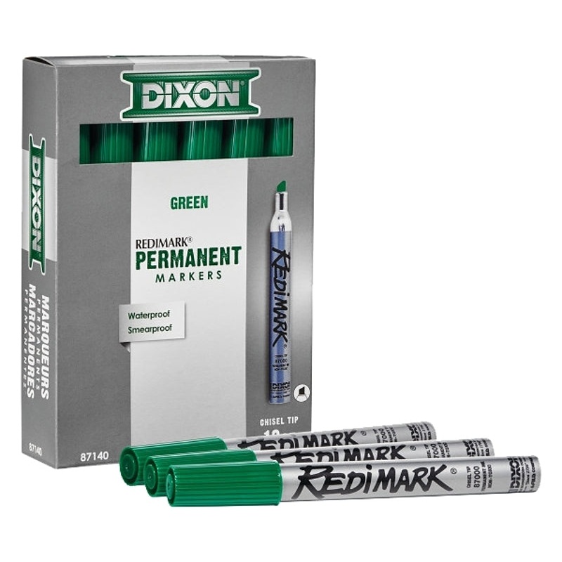 Ticonderoga 87140 Marker, Green, 6 in L, Metal Barrel, Pack of 12