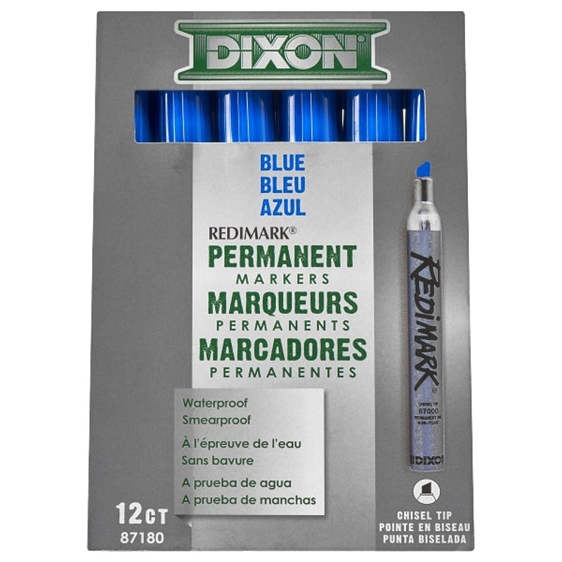 TICONDEROGA 87180 Marker, Blue, 6 in L, Metal Barrel, Pack of 12