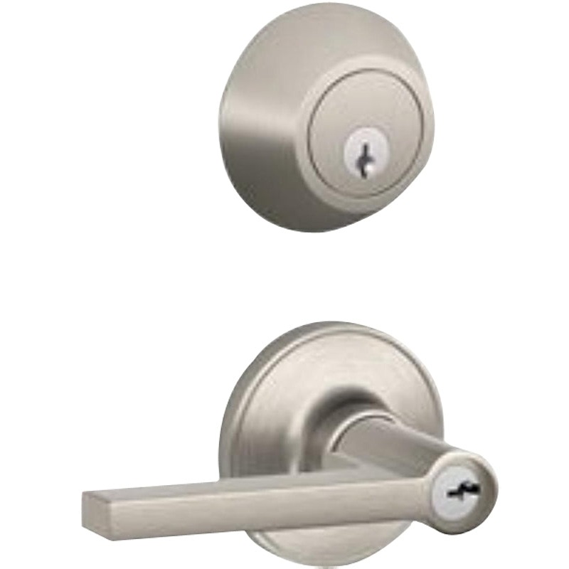 Dexter JC60VSOL619 Combination Lever Lockset, Mechanical Lock, Lever Handle, Straight Design, Satin Nickel, 3 Grade