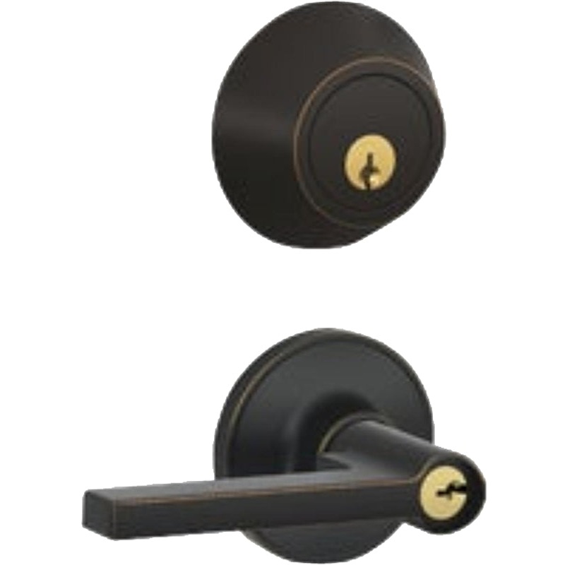 Dexter JC60VSOL716 Combination Lever Lockset, Mechanical Lock, Lever Handle, Straight Design, Aged Bronze, 3 Grade
