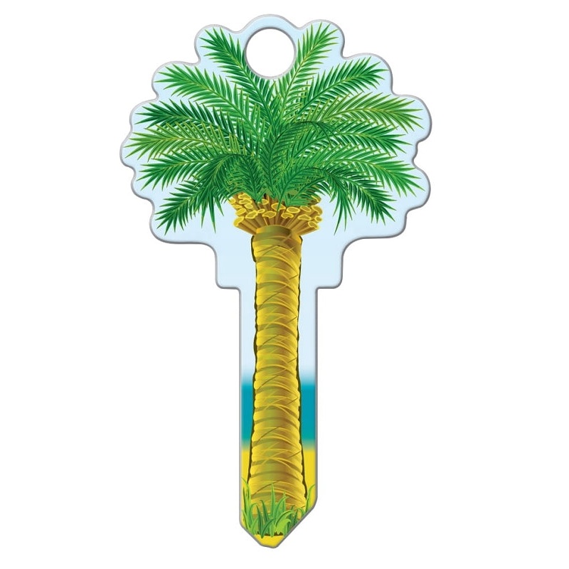 Lucky Line Key Shapes Series B112K Key Blank, Palm Tree, Brass, Enamel-Coated, For: Kwikset Locks, Pack of 5