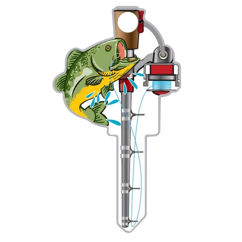 Lucky Line Key Shapes Series B117K Key Blank, Fishing Pole, Brass, Enamel-Coated, For: Kwikset Locks, Pack of 5
