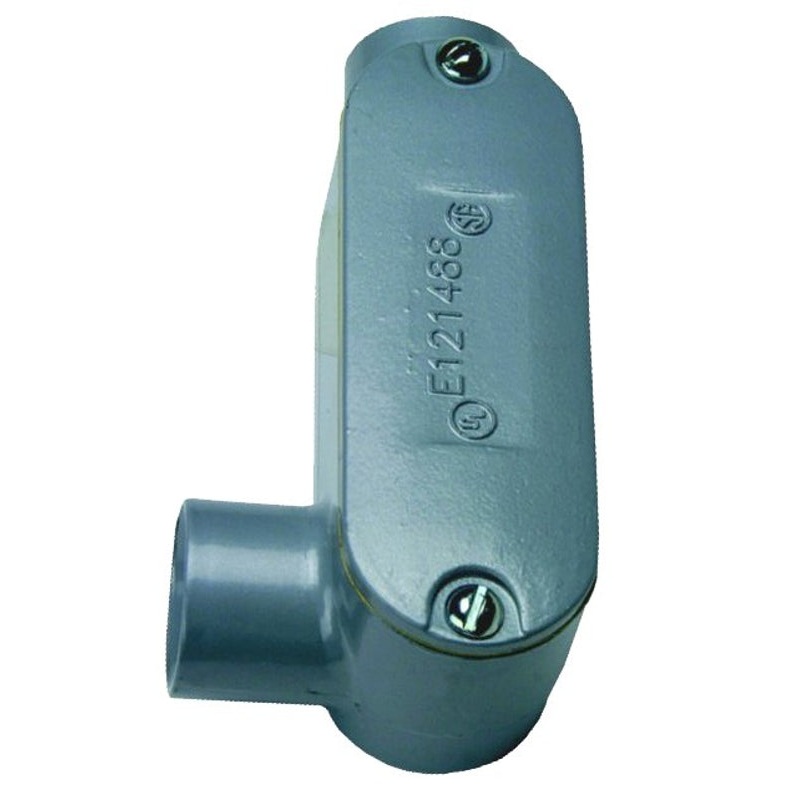 BWF 202-CGV Conduit Body, 1 in Hub, 5.8 in OAL, 1-Hub, Threaded, Aluminum, Gray, Left Access Opening
