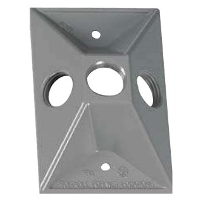 BWF 813-1 Cover, Lampholder, 4-1/2 in L, 2-7/8 in W, Rectangular, 1-Gang, Metal, 12/CD, Gray