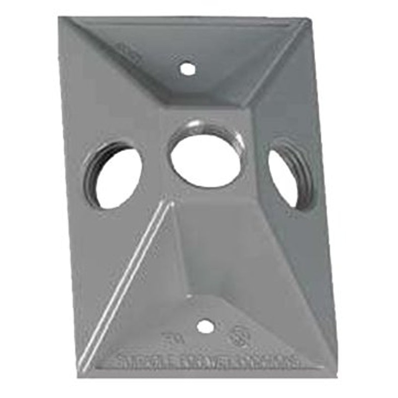 BWF RC-3V Cover, Lampholder, 4-1/2 in L, 2-7/8 in W, Rectangular, 1-Gang, Metal, Gray, 20/PK, Powder-Coated
