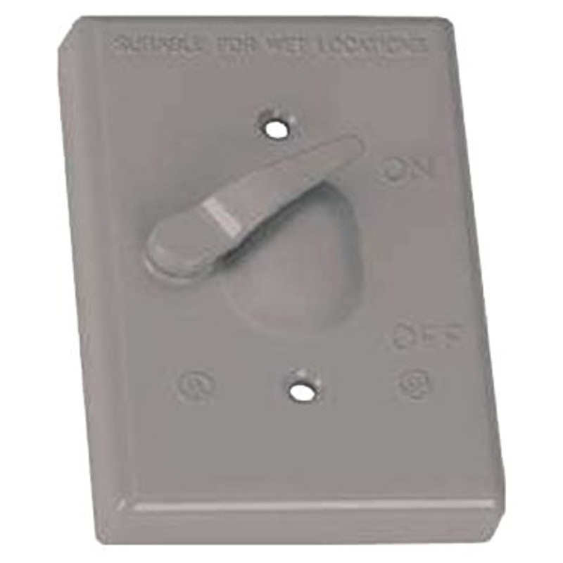 BWF TS-11V Switch Cover, Toggle, 4-9/16 in L, 2-13/16 in W, Rectangular, 1-Gang, Metal, Gray, 18/PK, Powder-Coated