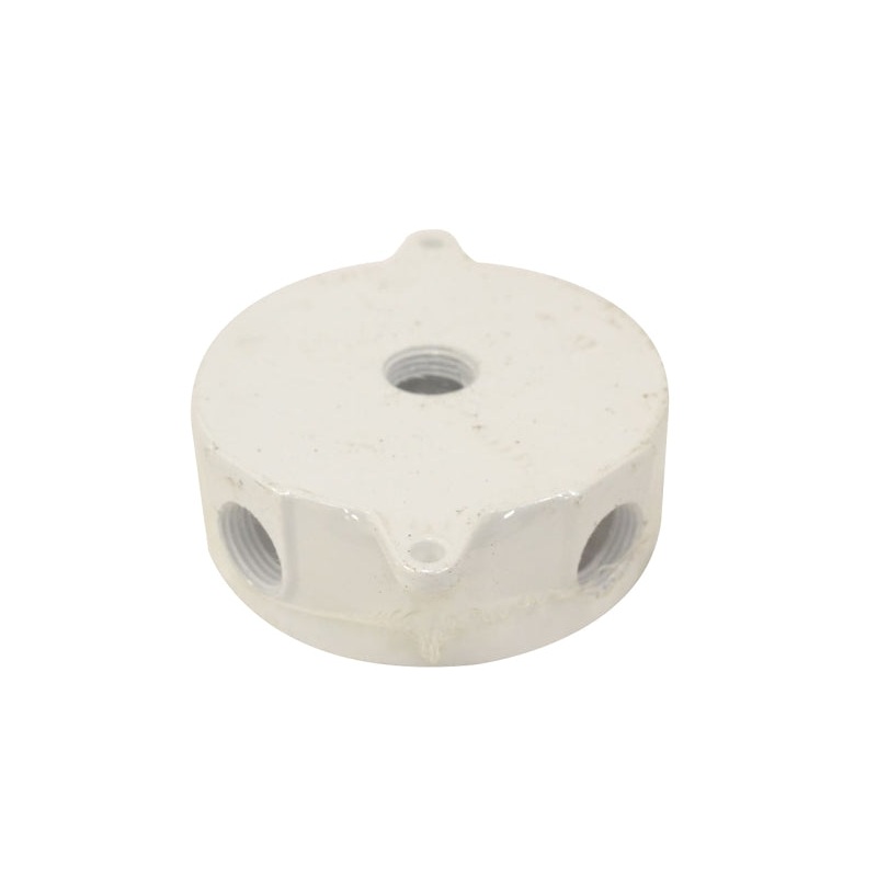 Teddico/Bwf RB-5WV Outlet Box, 16.5 cu-in, 5-1/2 in, 5-Knockout, Metal, White, Powder-Coated