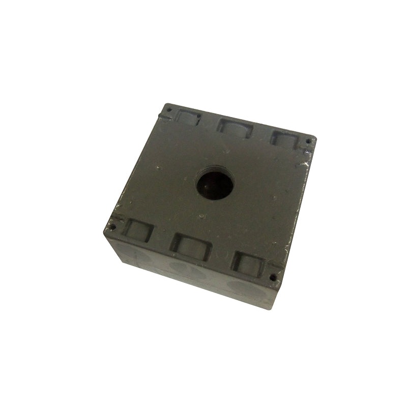 Teddico/Bwf TGB75-5V Outlet Box, 2-Gang, 5-Knockout, 5-3/4 in, Metal, Gray, Powder-Coated