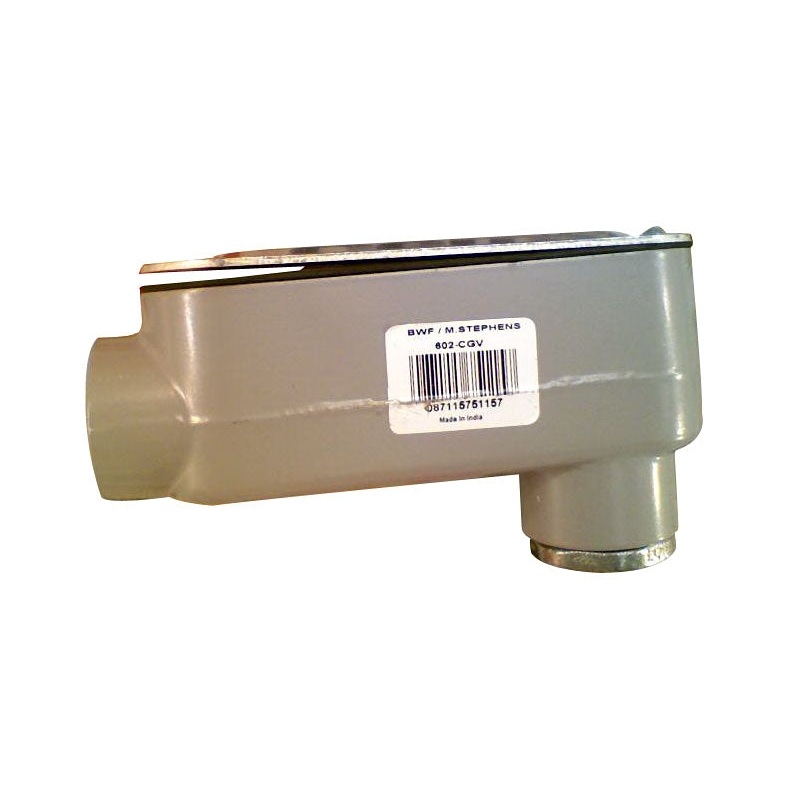 BWF 602-CGV Conduit Body, 1 in Hub, Threaded, Aluminum, Gray