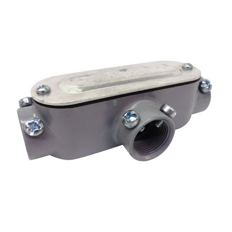 BWF 701-CGV Conduit Body, 3 -Hub, 3/4 in Hub, Threaded, Aluminum, Gray