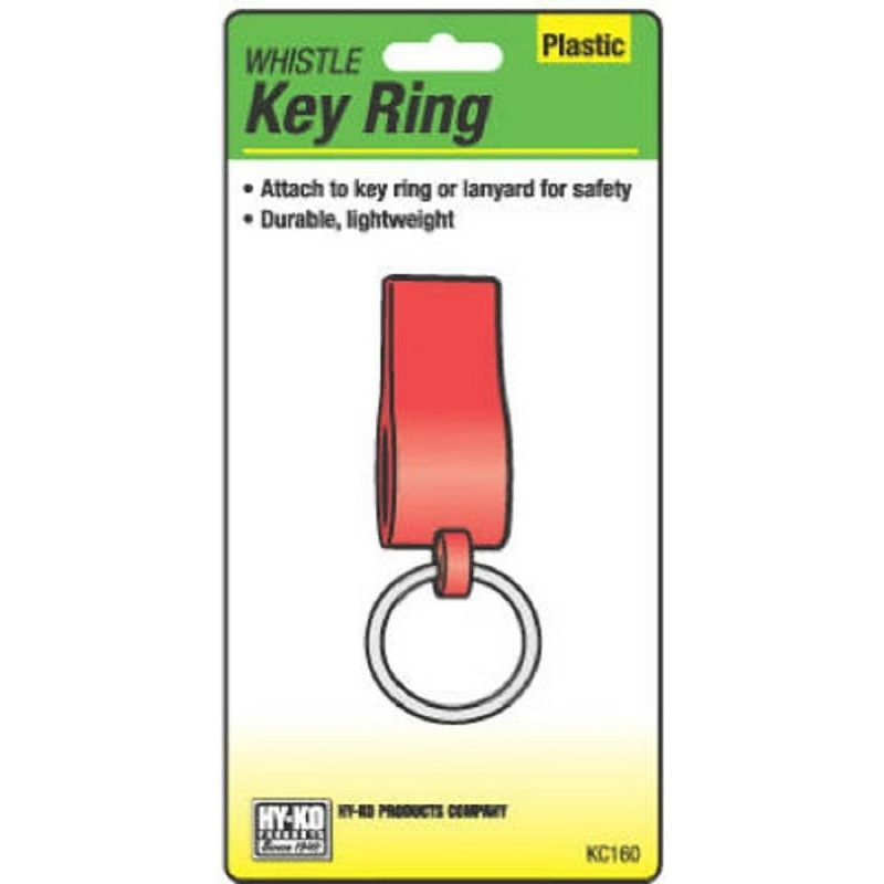 Hy-Ko KC160 Key Ring, 1 in OD Dimensions, Lightweight, Whistle, Pack of 5