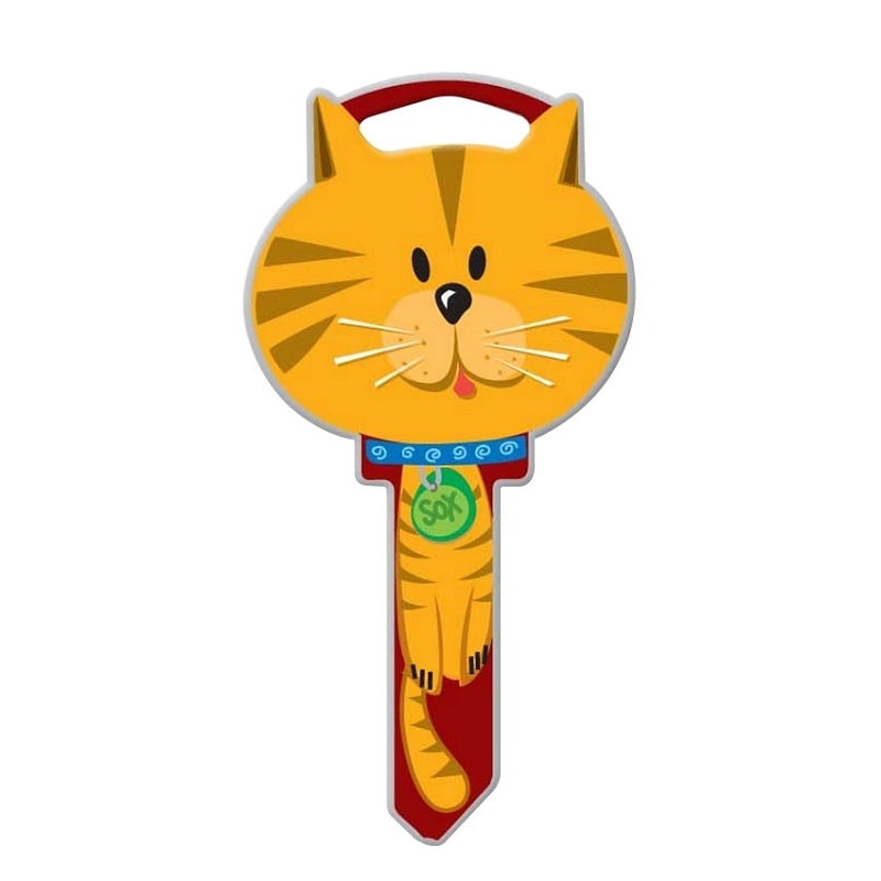 Lucky Line Key Shapes Series B115S Key Blank, Cat, Brass, Enamel-Coated, For: Schlage Locks, Pack of 5