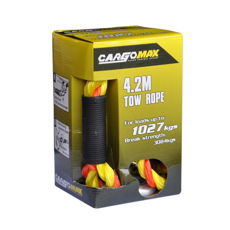 CARGOMAX TOW ROPE & SAFTEY HOOKS 1027KG