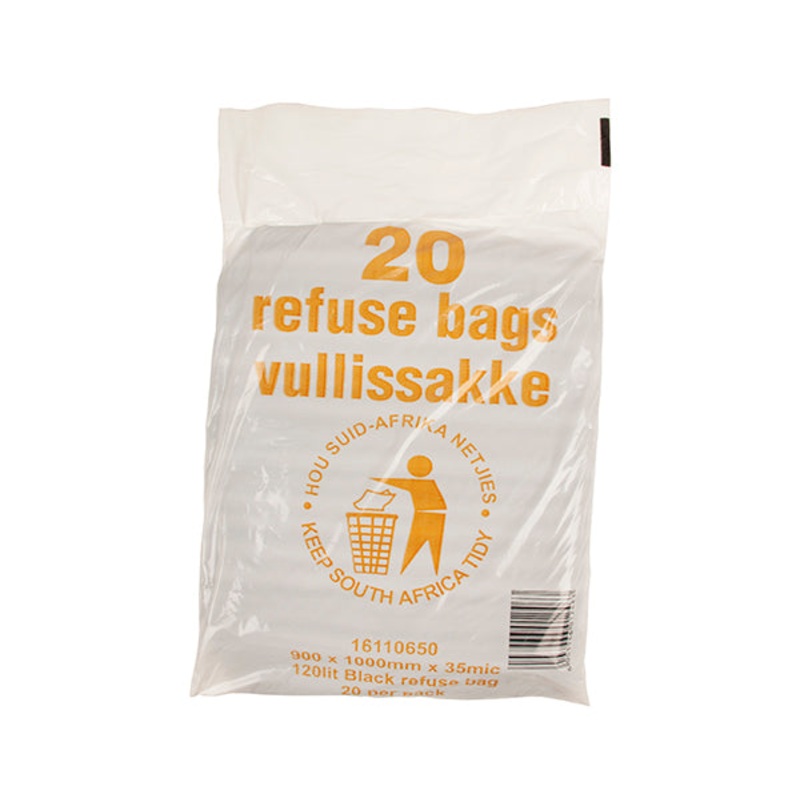 REFUSE BAG BLACK 20 PACK 35MIC