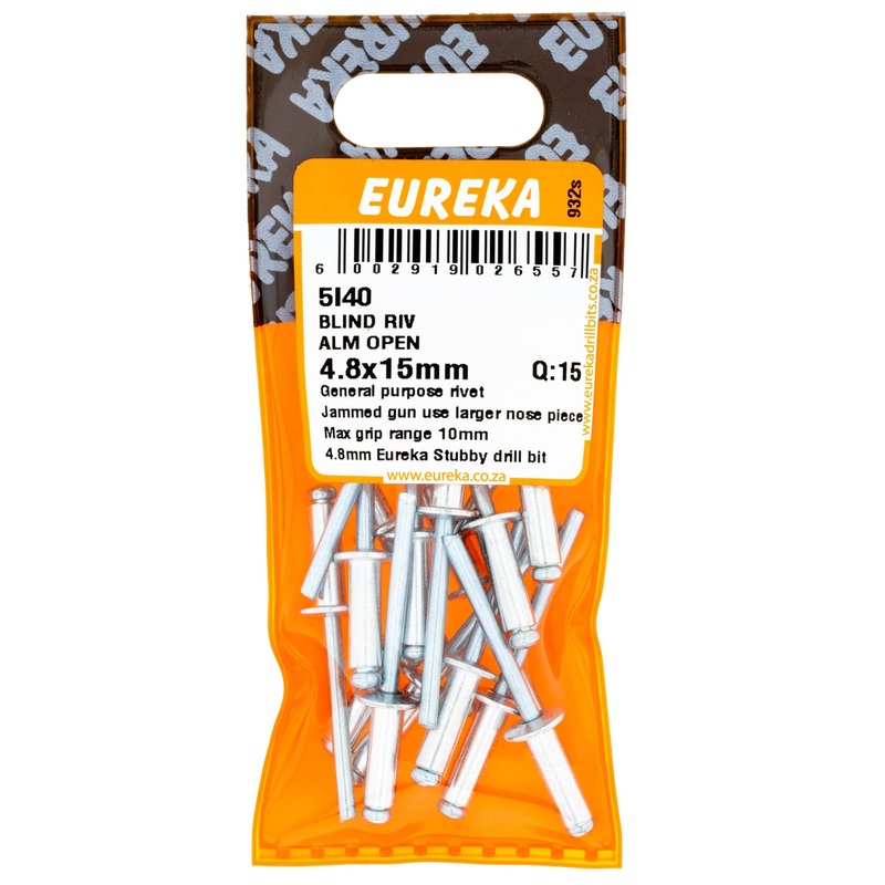 BLIND RIV ALM OPEN 4.8X15MM Q:15 EUREKA