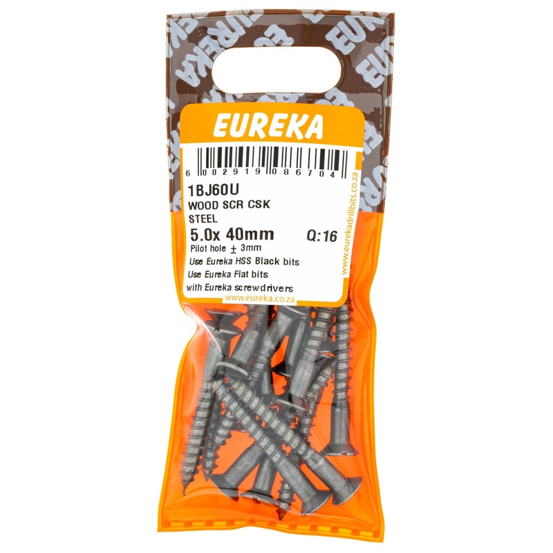 WOOD SCREW CSK STEEL 5.0X40MM Q:16 EUREK
