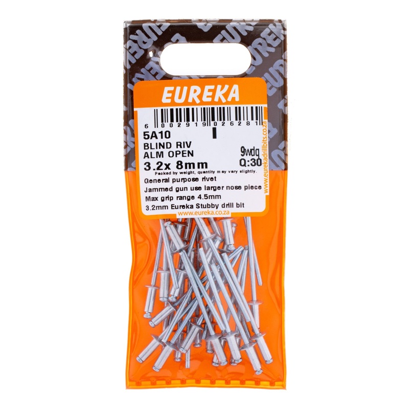 BLIND RIV ALM OPEN 3.2X8MM Q:30 EUREKA