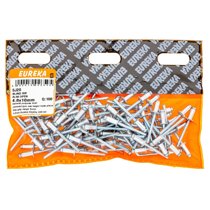 BLIND RIV ALM OPEN 4.8X10MM Q:100 EUREKA