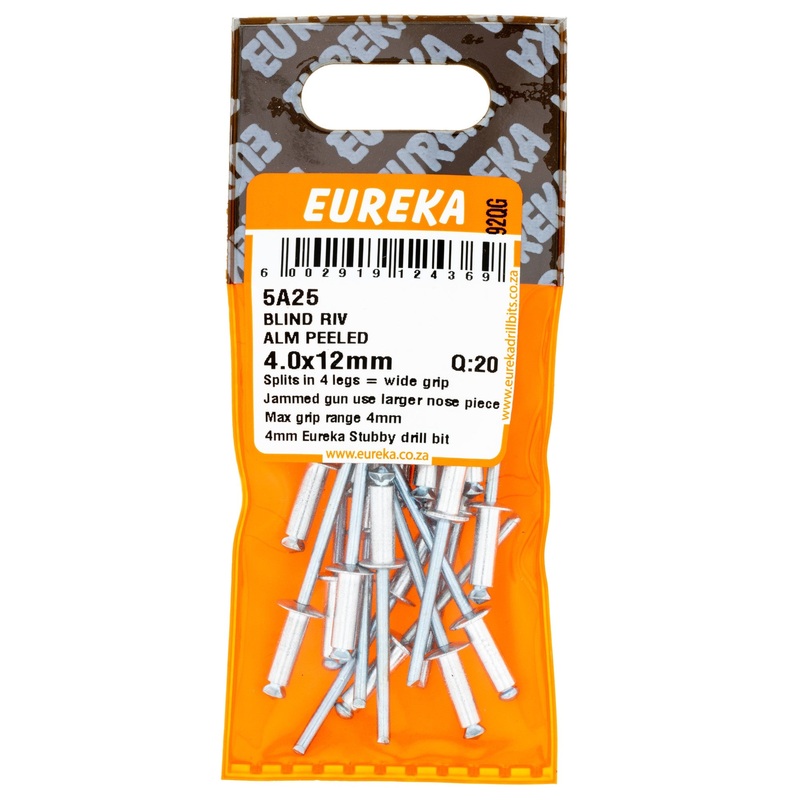 BLIND RIV ALM PEELED 4X12MM Q:20 EUREKA
