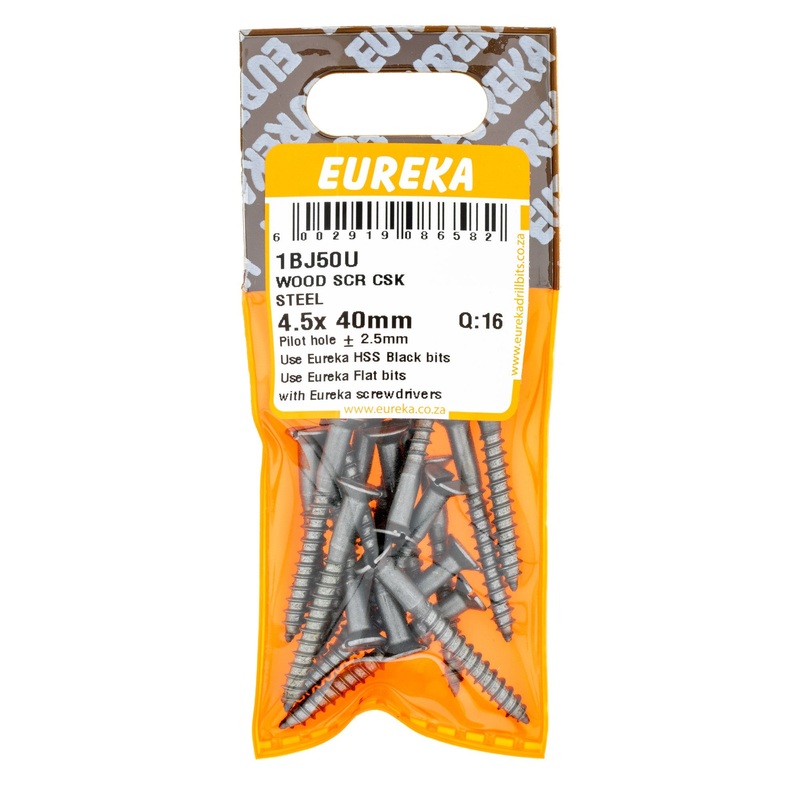 WOOD SCREW CSK STEEL 4.5X40MM Q:16 EUREK