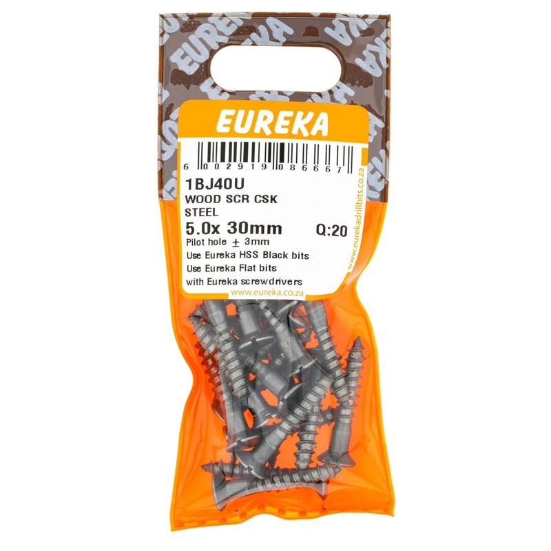 WOOD SCREW CSK STEEL 5.0X30MM Q:20 EUREK