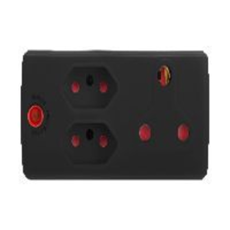 ADAPTOR 1X16A + 2X3PIN BLACK ELECTRICMATE