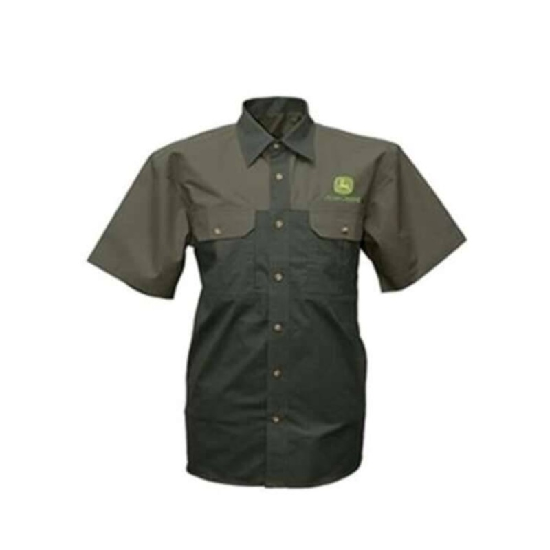 TWO TONE SAGE AND OLIVE SHIRT JOHN DEERE
