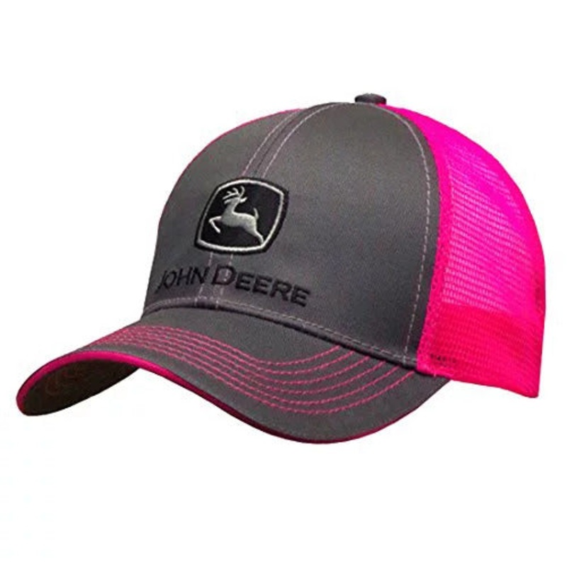 CAP NEON PINK AND CHARCOAL JOHN DEERE