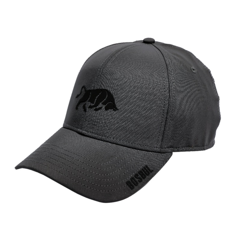 GREY RUBBER LOGO FLEXFIT GOLFER CAP BOSBUL